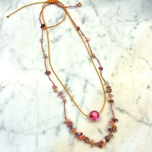 ZARA woman 2 pink beads necklaces set on strings